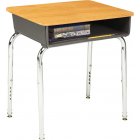 Adjustable Height Open Front School Desk - WoodStone Top