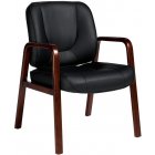 Luxhide Guest Chair with Wood Accents