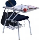 Hard Plastic Tablet Arm Chair Desk - WoodStone Top