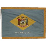 Indoor Delaware State Flag with Pole Hem and Fringe (3x5')