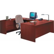 U-Shaped Office Desk - Left Pedestal Credenza