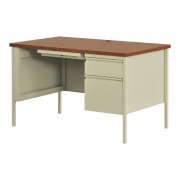 HL10000 Single Pedestal Desk, Putty/Oak (48x30