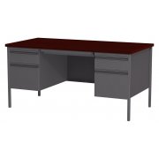 HL10000 Double Pedestal Desk, Charcoal/Mahogany (60x30