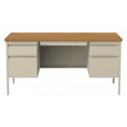 HL10000 Double Pedestal Desk, Putty/Oak (60x30
