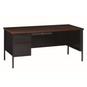 HL10000 Left Pedestal Desk, Black/Walnut (66x30