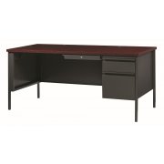 HL10000 Right Pedestal Desk, Charcoal/Mahogany (66x30