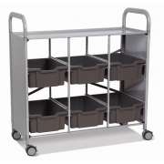 Callero Library Cart with 6 Deep Antimicrobial Trays