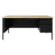 HL10000 Right Pedestal Desk, Black/Maple (66x30")