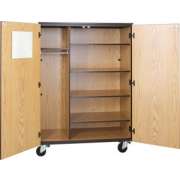 Locking Mobile Wardrobe Storage Closet- 4 Adj Shelves, 66"H