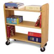Wood Book Cart - 3 Level Shelves in Birch