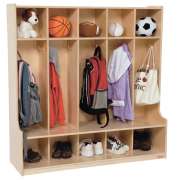 Wood Preschool Locker - 5-Section, Offset Edge