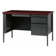 HL10000 Single Pedestal Desk, Charcoal/Mahogany