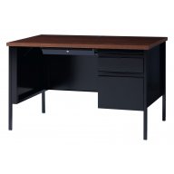 HL10000 Single Pedestal Desk, Black/Walnut