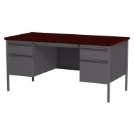 HL10000 Double Pedestal Desk, Charcoal/Mahogany