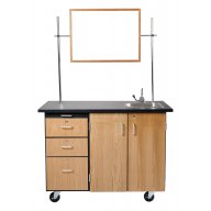 Mobile Lab Cart - Drawers, Pegboard, Board/Mirror & Sink