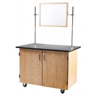 Mobile Science Cart with Shelving & Whiteboard/Mirror