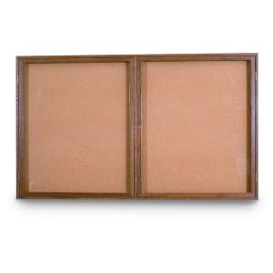Wood Frame Enclosed Cork Board - 2 Door (4'x3')