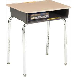 Adjustable Height Open Front School Desk - Hard Plastic Top