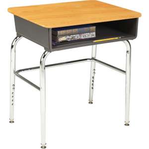 Adj. Height Open Front School Desk - WoodStone Top, U Brace
