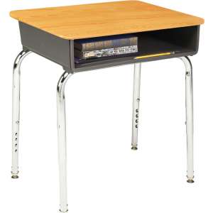 Adjustable Height Open Front School Desk - WoodStone Top
