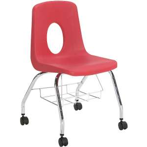 Poly Shell Classroom Chair -Casters, Bookrack (18"H)