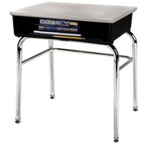 Open Front School Desk - Hard Plastic Top, U Brace