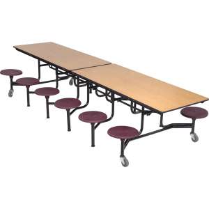 Mobile Cafeteria Table - Dyna Rock Edge, 12 Stools (12')