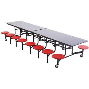 Cafeteria Table - Plywood, Chrome, Dyna Edge, 16 Stools (12')