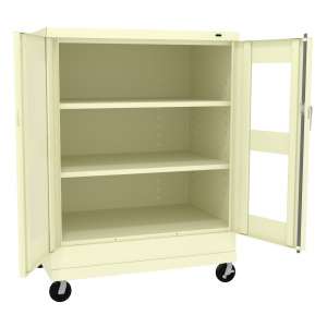 Mobile C-Thru Storage Cabinet Counter Height (36"Wx24"Dx48"H)