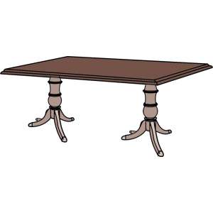 Rectangular Top Table- two 3-Footed Pedestals