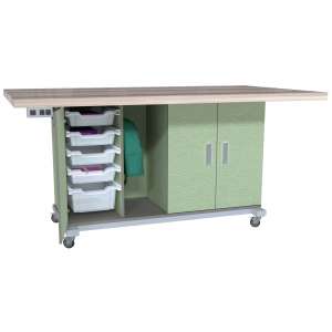 Chameleon Middle School Maker Table with 6 Stools (34"H)