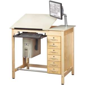 CAD Drawing Table w/Storage Drawers