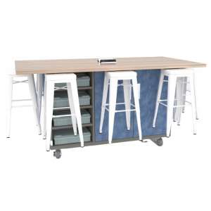 Ed Makerspace Table with 8 Metal Stools (42"H)