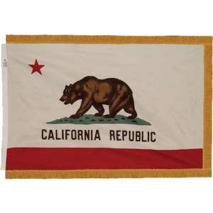 Indoor California State Flag with Pole Hem and Fringe (3x5')