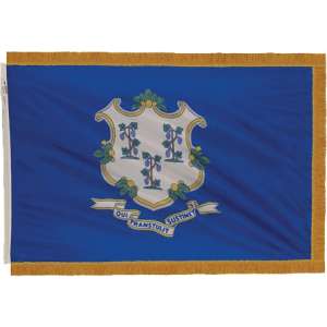 Indoor Connecticut State Flag with Pole Hem and Fringe (3x5')
