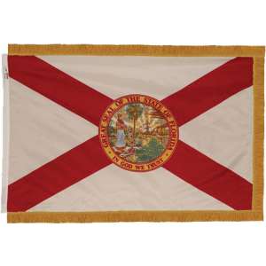 Indoor Florida State Flag with Pole Hem and Fringe (3x5')