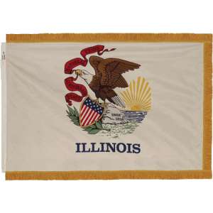 Indoor Illinois State Flag with Pole Hem and Fringe (3x5')
