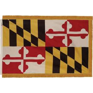 Indoor Maryland State Flag with Pole Hem and Fringe (3x5')