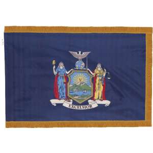 Indoor New York State Flag with Pole Hem and Fringe (3x5')