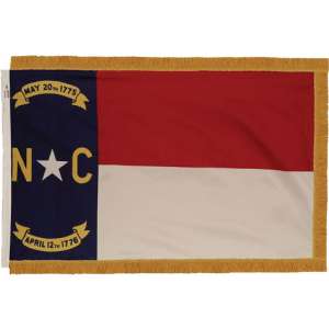 Indoor North Carolina State Flag w/ Pole Hem and Fringe (3x5')