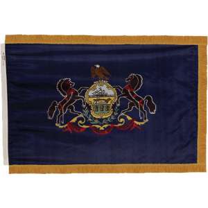Indoor Pennsylvania State Flag with Pole Hem and Fringe (3x5')
