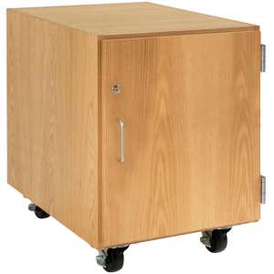 Wooden Mobile Pedestal with Right-Hinged Cabinet (30"H)
