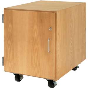 Wooden Mobile Pedestal with Left-Hinged Cabinet (30"H)