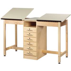 Twin Drafting Table - 6 Drawers