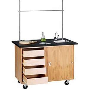 Mobile Demo Table with Drawers (48"Wx28"D)
