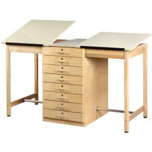Twin Drafting Table -  8 Drawers