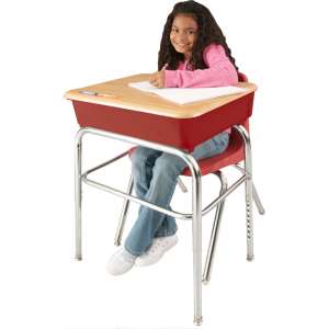 EE2 Adj. Height Open Front School Desk - WoodStone, U Brace