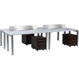 Elements 4-Person Office Workstation with Mobile Pedestals