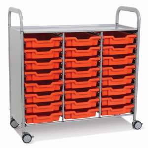 Callero Triple Cart with 24 Shallow Trays