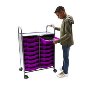Callero Double Cart with 16 Shallow Trays